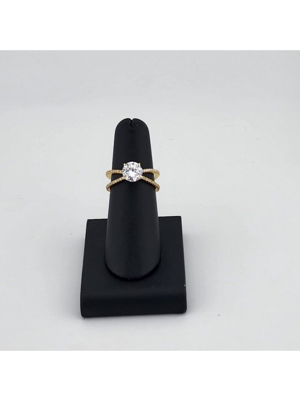 Sterling Silver 925 Crossover Ring with Gemstone – Modern Elegance, Brand New